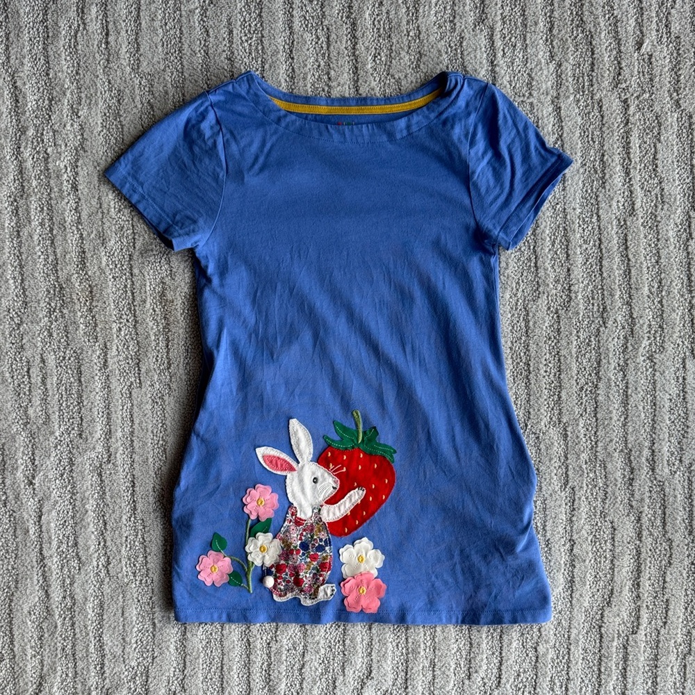 Mini Boden Bunny Easter Appliqué tunic Tee size 8-9